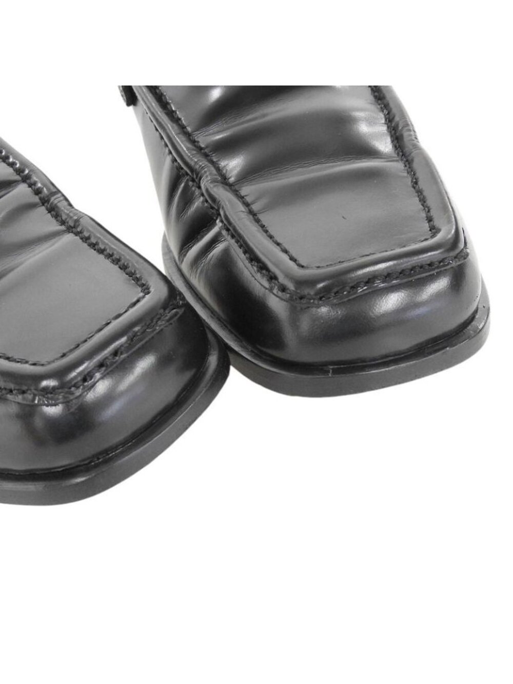 Gucci 90's Vintage Square Toe Silver Bit Hardware Leather Loafers 37 - Picture 3 of 8